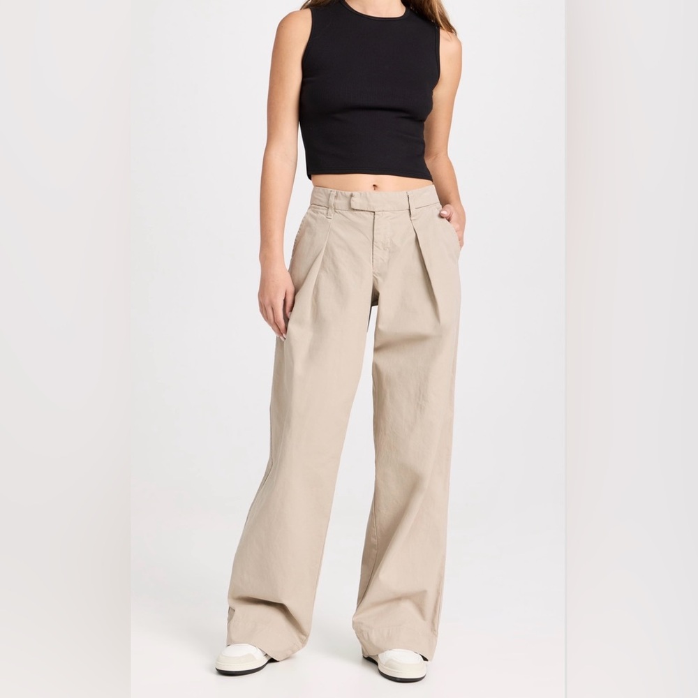 SLVRLAKE Lola Pleated Wide Leg Khaki Pants Chinos Sz 25